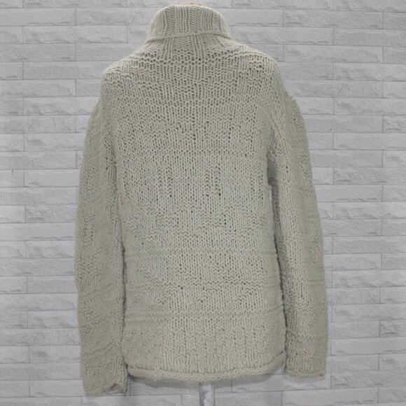 MODA INTERNATIONAL Sweater Oversized Wool Blend Turtleneck Chunky Off White XS - Picture 5 of 12